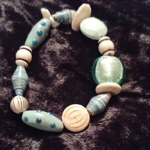 Beaded Bracelet with Blue and White Accents